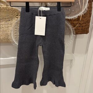Zara Gray Knit Ruffle Kids Bottoms